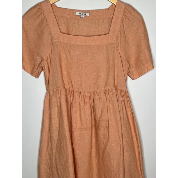 Madewell Linen Blend Allie Mini Babydoll Dress Light Orange Size XS - Picture 5 of 11